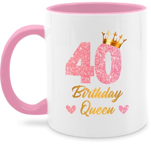 Tasse Tassen 325ml - 40. Geburtstag - 40 Birthday Queen Geburtstags Königin Geburtstagsgeschenk 40-325 ml - Rosa - mit spruch zum firrzich haferl geschenk für damen geburtstagstasse 40igster von Shirtracer