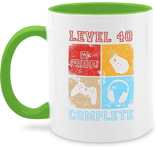 Tasse Tassen 325ml - 40. Geburtstag - Level 40 Complete Completed - 325 ml - Hellgrün - geschenk zum 40er geschenke 40+geburtstag+geschenk gag jahre 40.+geburtstag+lustige+geschenke er glückwunsch von Shirtracer