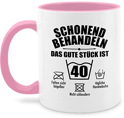 Tasse Tassen 325ml - 40. Geburtstag - Schonend behandeln das gute Stück ist vierzig - 325 ml - Rosa - 40 gag geschenk zum 40.geburtstag kaffeetasse geburtstagsgeschenk frauen mug freundin von Shirtracer