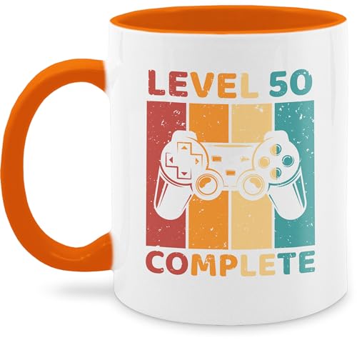 Tasse Tassen 325ml - 50. Geburtstag - Level 50 Complete - Fünfzig Freigeschalten Unlocked Completed - Zocker Gamer - 325 ml - Orange - geschenk geschenke geschenke+für+50+geburtstag zum er von Shirtracer