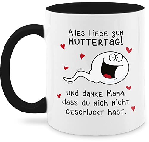 Tasse Tassen 325ml - Alles Liebe zum Muttertag Danke Mama dass du mich nicht geschluckt hast - 325 ml - Schwarz - muttertagsgeschenk billig besten mamas mütter mutter geschenke mothers day gifts von Shirtracer