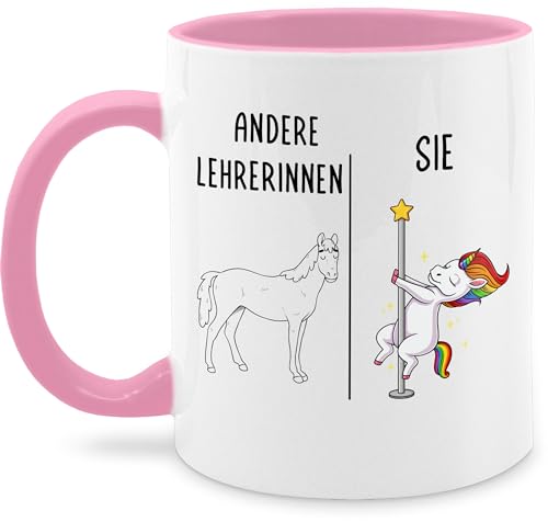 Tasse Tassen 325ml - Andere Lehrerinnen Dabbing Einhorn | Geschenk Lehrerin | Abschiedsgeschenk Lehrerin Geschenk Weihnachten | Abschlussgeschenk Beste Lehrerin Abschied - 325 ml - Rosa von Shirtracer