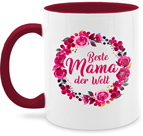 Tasse Tassen 325ml - Beste Mama der Welt Geschenk I Mama Geschenk I Mutter I Mutti - 325 ml - Bordeauxrot - muttertagstasse mum muttertagsgeschenk kranz kaffeetasse moms cup mütter blumen häferl von Shirtracer