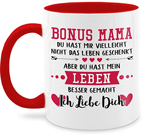 Tasse Tassen 325ml - Bonus Mama Ich Liebe Dich Schwarz - 325 ml - Rot - hab lieb muttertag stiefmama muttertagsgeschenke mami muddi mom mutter mutti muttertagsgeschenk mommy mamas mütter geschenke von Shirtracer