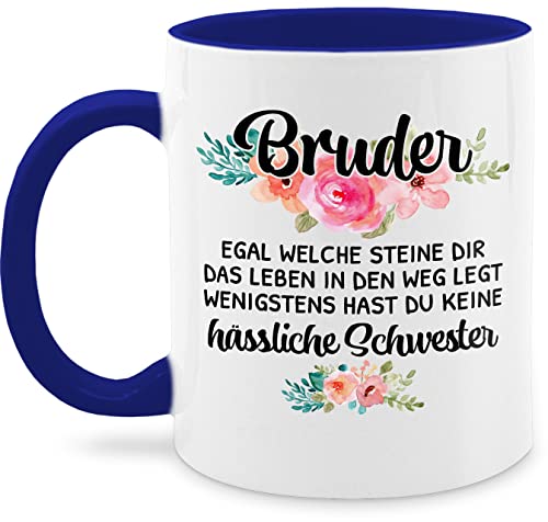 Tasse Tassen 325ml - Geschenkidee Lustig Schwester Bruder - Wenigstens hast du keine hässliche Schwester - 325 ml - Dunkelblau - geschenke für brüder weihnachten fur geburtstag zu meinen sprüche von Shirtracer