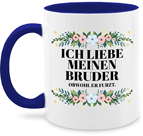 Tasse Tassen 325ml - Ich liebe meinen Bruder - Obwohl er furzt - 325 ml - Dunkelblau - brüder weihnachten geschenk für geschenke den zu bester geschenkidee fuer brother lieben geburtstag besten von Shirtracer