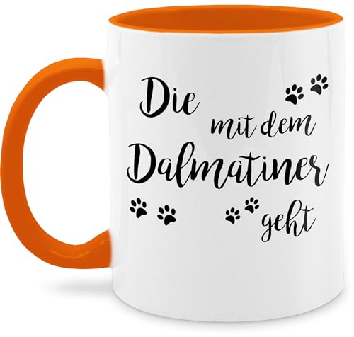 Tasse Tassen 325ml - Deko Hobby Geschenk - Die mit dem Dalmatiner geht - 325 ml - Orange - hund kaffeetasse teetasse grosse von Shirtracer