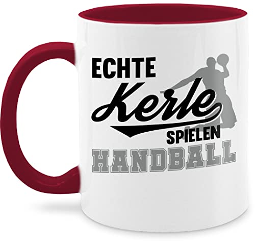 Tasse Tassen 325ml - Deko Hobby Geschenk - Echte Kerle spielen Handball schwarz/grau - 325 ml - Bordeauxrot - nur noch eine pflanze von Shirtracer