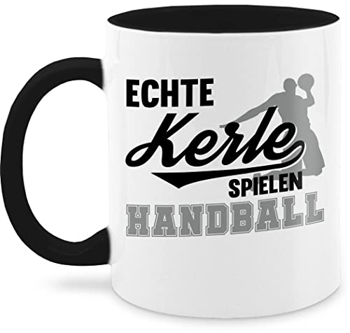 Tasse Tassen 325ml - Deko Hobby Geschenk - Echte Kerle spielen Handball schwarz/grau - 325 ml - Schwarz - nur noch eine pflanze von Shirtracer