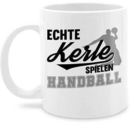 Tasse Tassen 325ml - Deko Hobby Geschenk - Echte Kerle spielen Handball schwarz/grau - 325 ml - Weiß - nur noch eine pflanze von Shirtracer