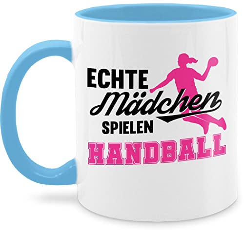Tasse Tassen 325ml - Deko Hobby Geschenk - Echte Mädchen spielen Handball - Sprungwurf - 325 ml - Hellblau - maedchen kaffeetasse nur noch eine pflanze von Shirtracer