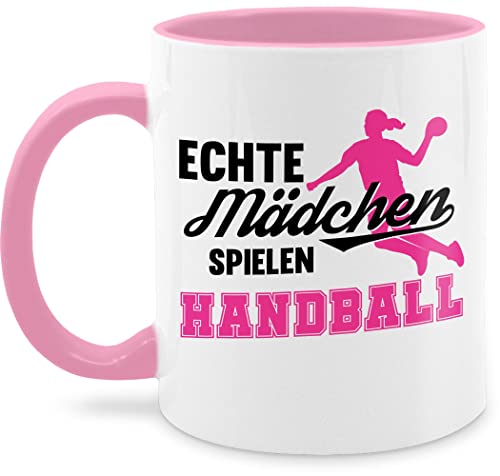 Tasse Tassen 325ml - Deko Hobby Geschenk - Echte Mädchen spielen Handball - Sprungwurf - 325 ml - Rosa - maedchen kaffeetasse nur noch eine pflanze von Shirtracer