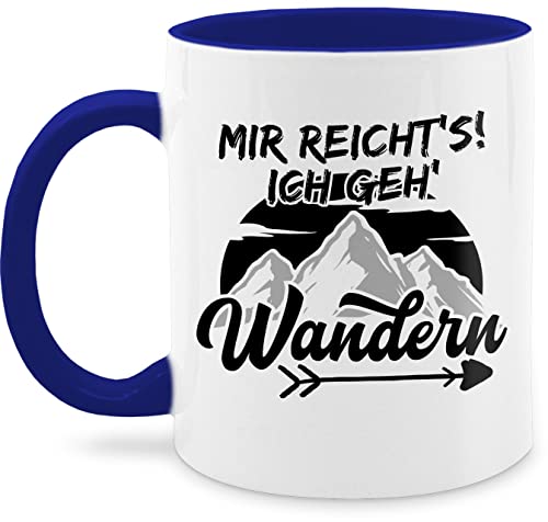 Tasse Tassen 325ml - Deko Hobby Geschenk - Mir reicht's ich geh wandern - Pfeil - schwarz - 325 ml - Dunkelblau - kaffeetasse wander reichts fanmug sprüche nur noch eine pflanze gehe wärmende berg von Shirtracer