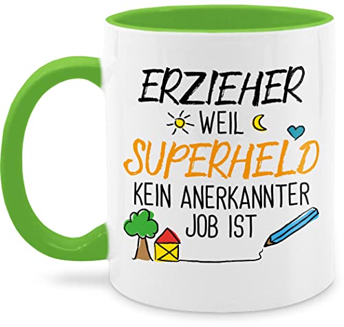 Tasse Tassen 325ml - Erzieher weil Superheld kein anerkannter Job ist - 325 ml - Hellgrün - geschenke erzieher+tasse fuer teetasse superhelden für abschied q9061 geschenk von Shirtracer