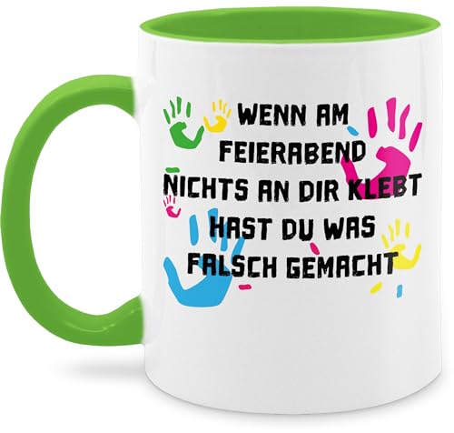 Tasse Tassen 325ml - Wenn am Feierabend nichts an dir klebt - Erzieher Erzieherin Geschenk - 325 ml - Hellgrün - fuer beruf und job geschenke erzieher+tasse abschied für von Shirtracer