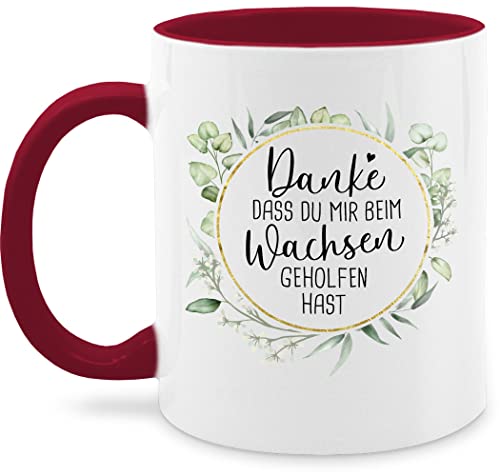 Tasse Tassen 325ml - Erzieherin - Danke dass du mir beim Wachsen geholfen hast - 325 ml - Bordeauxrot - für erzieher erzieherinnen geschenk abschied nur noch eine pflanze erzieher+tasse geschenke von Shirtracer