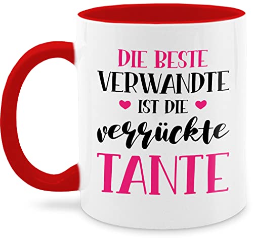 Tasse Tassen 325ml - Geschenk - Beste Verwandte ist die verrückte Tante - 325 ml - Rot - milchkaffeetassen auntie cups tanten nur noch eine pflanze sprüche fuer geschenke für geschenke+für+tante von Shirtracer