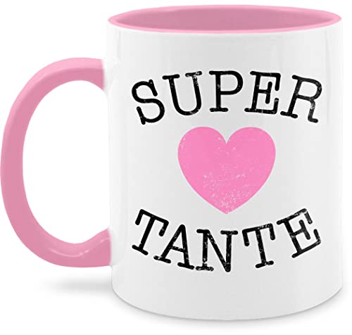 Tasse Tassen 325ml - Geschenk - Super Tante Herz Vintage - 325 ml - Rosa - geschenk+tante aunt nur noch eine pflanze auntie tanten teyze beste sprüche fuer für geschenke geschenke+für+tante die von Shirtracer