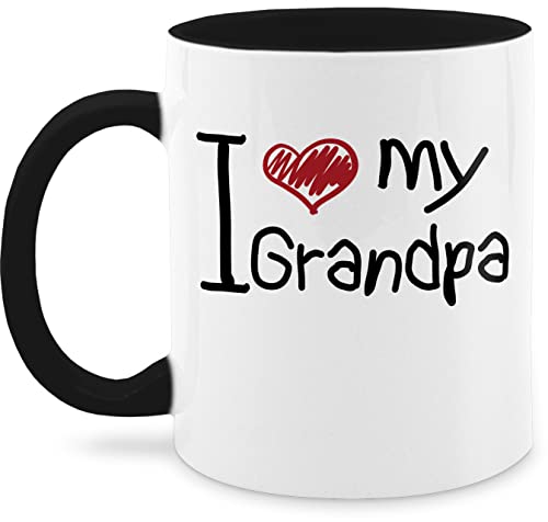 Tasse Tassen 325ml - Geschenk zum Vatertag - I love my Grandpa quer schwarz - 325 ml - Schwarz - für papa fater tag vater sprüche besten vatertagsgeschenke beste vatertagsgeschenk von Shirtracer