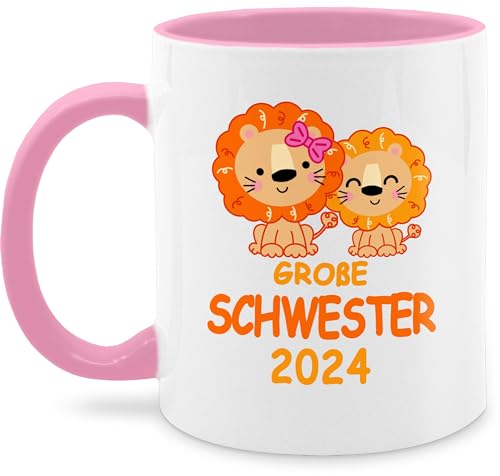 Tasse Tassen 325ml - Große Schwester 2024 mit Löwen - 325 ml - Rosa - schwestern big sister sis geschenk 2023 grosse löwe für geschenke fuer von Shirtracer