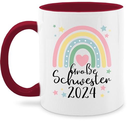 Tasse Tassen 325ml - Große Schwester Geschenk 2024 Regenbogen Big Sister - 325 ml - Bordeauxrot - schwestern 2023 kaffeetasse sis teetasse für grosse verkünden geschenke fuer von Shirtracer