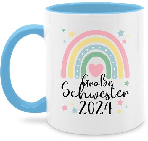 Tasse Tassen 325ml - Große Schwester Geschenk 2024 Regenbogen Big Sister - 325 ml - Hellblau - sis 2023 teetasse schwestern kaffeetasse geschenke grosse fuer für verkünden von Shirtracer