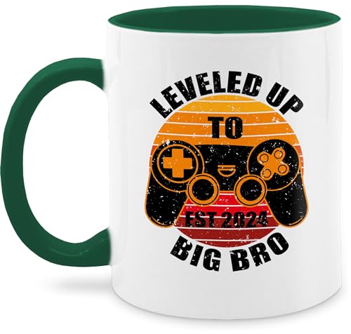 Tasse Tassen 325ml - Großer Bruder - Leveled up to big bro 2024-325 ml - Petrolgrün - brother geschenk große geschenke für grosser großen grosse 2023 loading tasse+großer+bruder brüder von Shirtracer