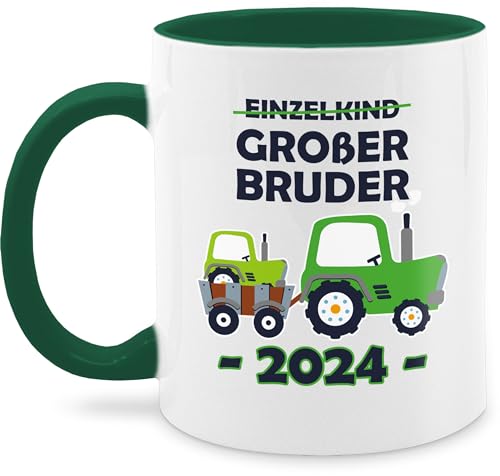 Tasse Tassen 325ml - Einzelkind Großer Bruder 2024 Traktor - 325 ml - Petrolgrün - big brother geschenk traktoren geschenke für 2023 große ich werde grosser grosse großen bro von Shirtracer