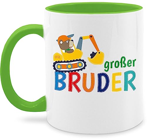 Tasse Tassen 325ml - Großer Bruder Bagger - 325 ml - Hellgrün - brother big bro brüder großen große grosse grosser 2024 grossen geschenke der geschenk bin für ich ein jetzt zur geburt von Shirtracer