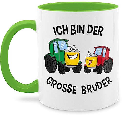 Tasse Tassen 325ml - Großer - Ich bin der grosse Bruder Traktor - 325 ml - Hellgrün - big bro brother große brüder grosser großen traktoren geschenk trecker geschenke mit 2024 ein für jetzt von Shirtracer