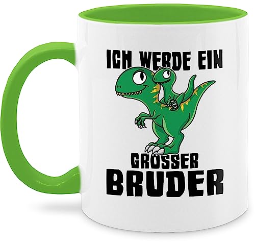 Tasse Tassen 325ml - Ich werde ein großer Bruder mit Dinos - 325 ml - Hellgrün - big bro brother großen bald große grosser 2024 geschenke geschenk grosse für tasse+großer+bruder brüder von Shirtracer