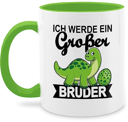 Tasse Tassen 325ml - Ich werde ein großer Bruder mit Dinos - 325 ml - Hellgrün - big bro brother großen für den große grosser 2024 geschenke geschenk grosse tasse+großer+bruder größeren von Shirtracer