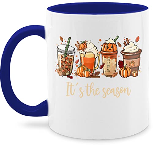 Tasse Tassen 325ml - Halloween - It's the Season - Herbst Blätter Kürbis Heißgetränke Gewürze - 325 ml - Dunkelblau - haloween outfits und helloween gruseliges happy gruselige herbs gruselig von Shirtracer