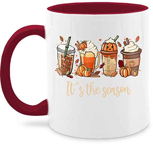 Tasse Tassen 325ml - Halloween - It's the Season - Herbst Blätter Kürbis Heißgetränke Gewürze - 325 ml - Bordeauxrot - helloween und haloween outfits gruselige happy gruseliges herbs hellowee von Shirtracer