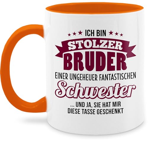 Tasse Tassen 325ml - Ich bin stolzer Bruder einer ungeheuer fantastischen Schwester - 325 ml - Orange - geschenke für brüder geschenk brother schwestern teetasse geschwister zu weihnachten beste von Shirtracer