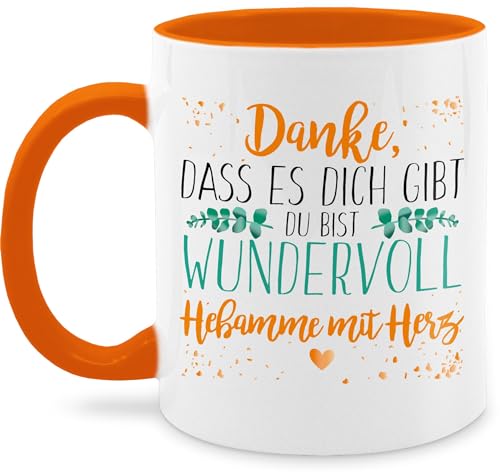 Tasse Tassen 325ml - Job & Beruf Geschenk - Hebamme mit Herz - schwarz - 325 ml - Orange - hebammen schokotasse von Shirtracer