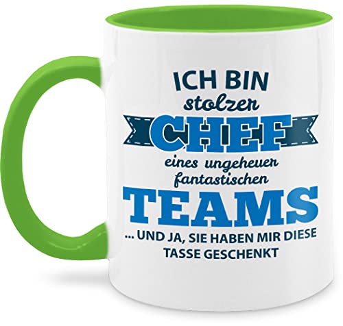 Tasse Tassen 325ml - Job & Beruf - Stolzer Chef eines fantastischen Teams - Lustige Geschenke für den Chef Weihnachts-Geschenk Boss Geschenk Wichtelgeschenk Geburtstagsgeschenk - 325 ml - Hellgrün von Shirtracer