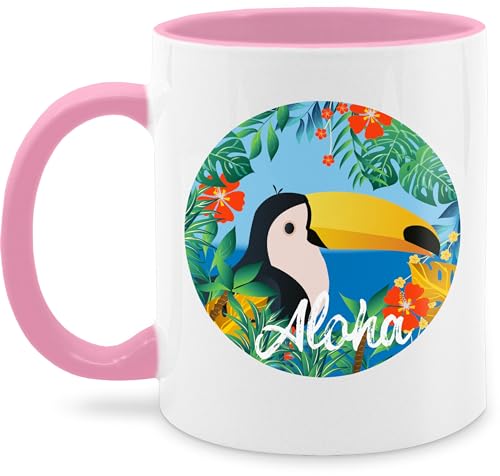 Tasse Tassen 325ml - Karneval & Fasching - Aloha Tukan - Hawaii Aloha Party Hawaiian Hawaii-Kleidung Karibik - 325 ml - Rosa - karnevalstasse fasching- carnevale karnevals faschings verkleidet von Shirtracer
