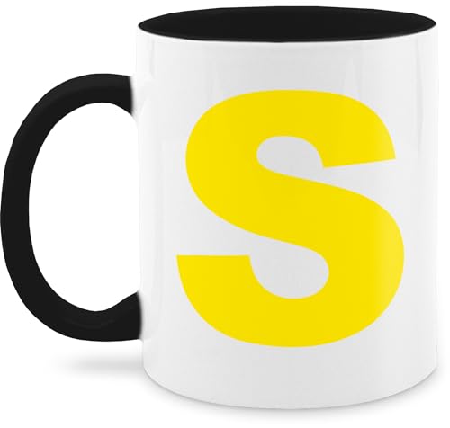 Tasse Tassen 325ml - Karneval & Fasching - Kostüm Buchstabe S Streifenhörnchen Chipmunk Simon I Fastnacht Gruppenkostüm Chipmunk - 325 ml - Schwarz - karnevalstasse fasching- chipmunks von Shirtracer