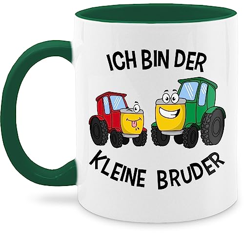 Tasse Tassen 325ml - Kleiner - Ich bin der kleine Bruder Traktor - 325 ml - Petrolgrün - brüder little bro geburt geschenk junge geschwister 2024 landwirtschaft kleinen brother gro er für lil von Shirtracer