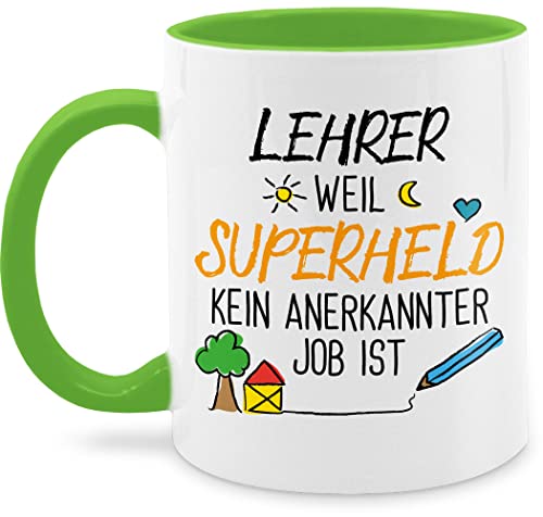 Tasse Tassen 325ml - Lehrer weil Superheld kein anerkannter Job ist - 325 ml - Hellgrün - geschenk geschenke spruch sprüche masterabschluss für beschriftung grundschule teacher kaffeetasse von Shirtracer