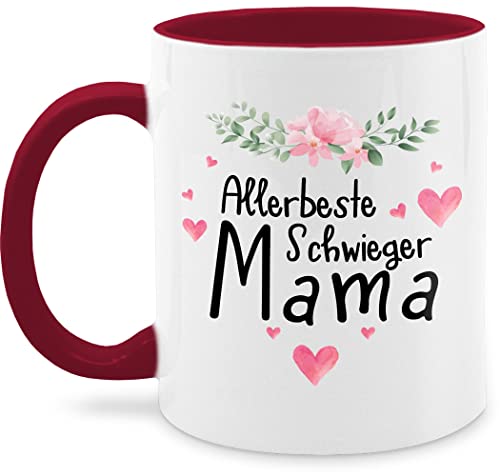 Tasse Tassen 325ml - Mama - Allerbeste Schwiegermama Blumen - 325 ml - Bordeauxrot - mütter geschenke geschenk für mutter muttertaggeschenke muttertag mami mamas muttertags muddi mother mommy von Shirtracer