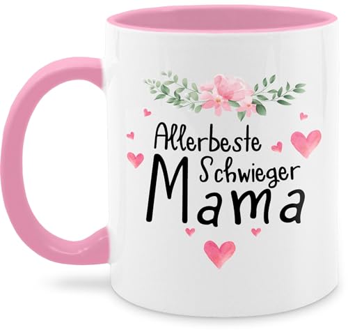Tasse Tassen 325ml - Mama - Allerbeste Schwiegermama Blumen - 325 ml - Rosa - muttertagstasse mum beste teetasse geschenke moms cup mütter kaffeetasse geschenk zum muttertag muttertagsgeschenke von Shirtracer