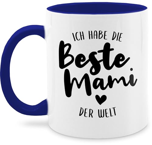 Tasse Tassen 325ml - Mama - Ich habe die beste Mami der Welt schwarz - 325 ml - Dunkelblau - muttertagstasse mum best mom teetasse moms cup mütter mam kaffeetasse geschenke für mutter muttertag von Shirtracer