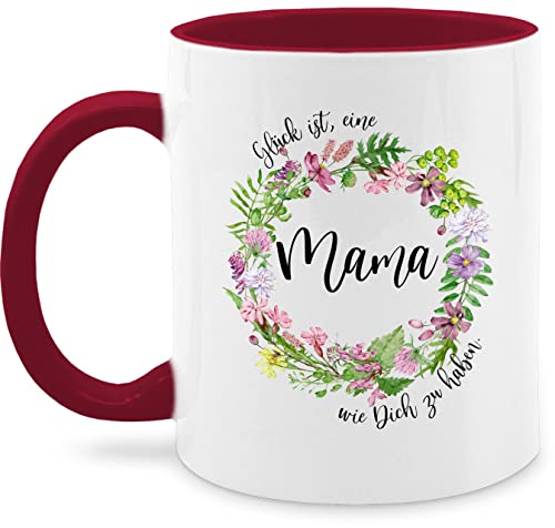 Tasse Tassen 325ml - Muttertag - Glück ist eine Mama wie Dich zu haben - 325 ml - Bordeauxrot - muttertagsgeschenk klein geschenk mutter geschenke für mütter mother s day muttwrtag von Shirtracer