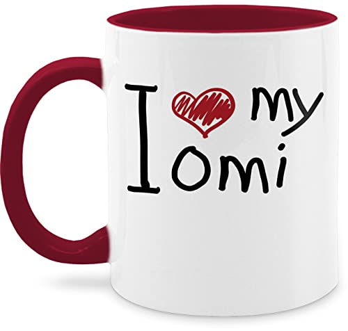 Tasse Tassen 325ml - Oma Großmutter - I love my Omi quer schwarz - 325 ml - Bordeauxrot - oma-tasse geschenke für omis omilein grandma granny omas geschenk beste weihnachten geschenkideen fuer die von Shirtracer