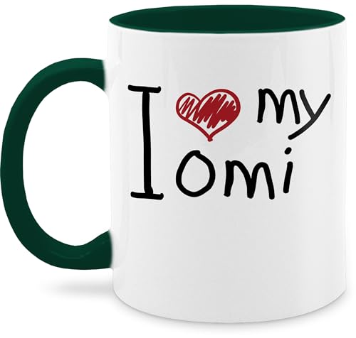 Tasse Tassen 325ml - Oma Großmutter - I love my Omi quer schwarz - 325 ml - Dunkelgrün - oma-tasse für omas ich liebe kaffeetasse omilein grandma geschenke granny geschenk oma, enkelkinder von Shirtracer