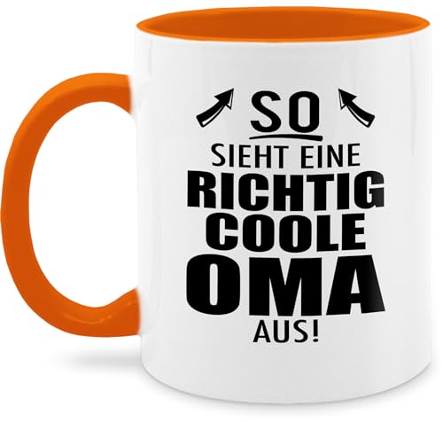 Tasse Tassen 325ml - Großmutter - So sieht eine richtig coole Oma aus - schwarz - 325 ml - Orange - geschenke oma-tasse omi coolste omilein für omas grandma granny geschenk beste fuer omis von Shirtracer