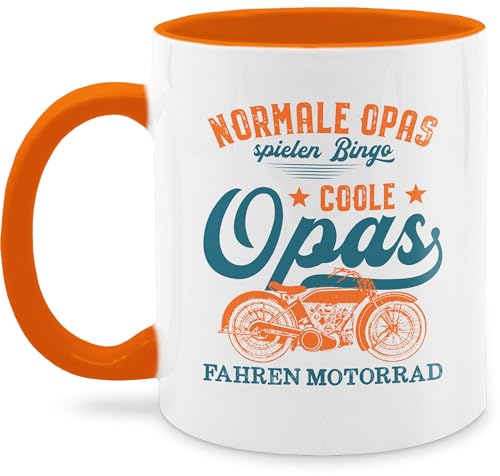 Tasse Tassen 325ml - Opa Großvater - Normale Opas spielen Bingo - Coole Opas fahren Motorrad - dunkel - 325 ml - Orange - kaffeebecher geschenk für grossvater geschenke wärmende biker 2023 fanmug von Shirtracer