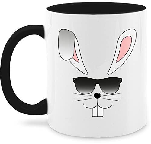 Tasse Tassen 325ml - Ostergeschenke - Cooler Hase mit Brille - 325 ml - Schwarz - ostern osterhase oster ostermotiv besondere kleinigkeit frohe ostersachen nur noch eine pflanze osterkleinigkeiten von Shirtracer